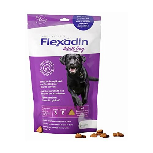 Flexadin ® Adult Dog, voor gezonde gewrichten van volwassen honden; met ongedenatureerd collageen type II (UC-II®), 60 snoepjes voor gewrichten