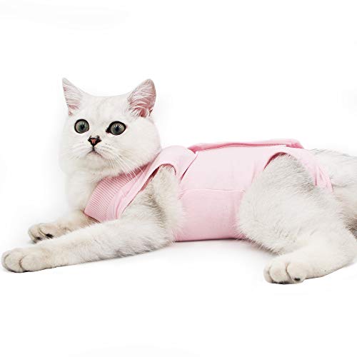 Dotoner Cat Professionele Herstelpak voor Buikwonden of Huidziekten, E-kraag Alternatief voor Katten en Honden Na Chirurgie Thuiskleding (S, roze)