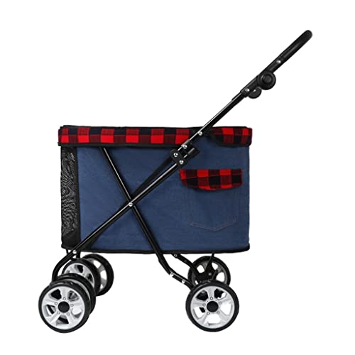 JingYi Store Kinderwagen Opvouwbare Hondenbuggy Buitenbuggy Kattenbuggy Hondenbuggy (Color : Blue(A), Size : 74 * 40 * 82cm)