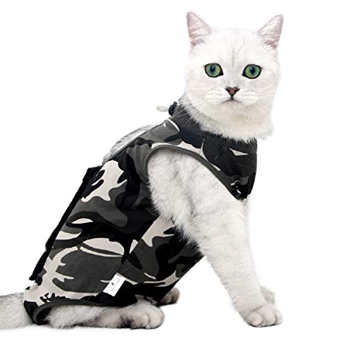 oUUoNNo Herstelpak voor katten, na operaties, voor buikwonden of huidziekten, pyjamapak, alternatief voor kraag voor katten en honden. L, camouflage