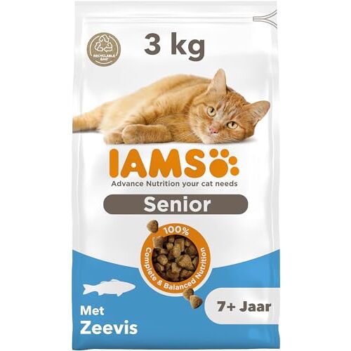 IAMS Senior Kattenvoer droog met vis droogvoer voor oudere katten vanaf 7 jaar, 3 kg