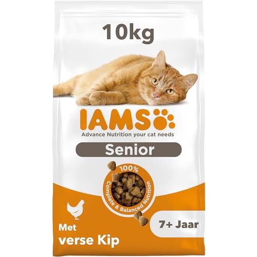 IAMS Senior Kattenvoer droog met kip droogvoer voor oudere katten vanaf 7 jaar, 10 kg
