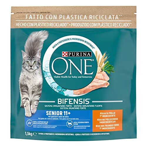 PURINA ONE Bifensis Senior 11+ Kattenvoer met kip, 6 zakken à 1,5 kg