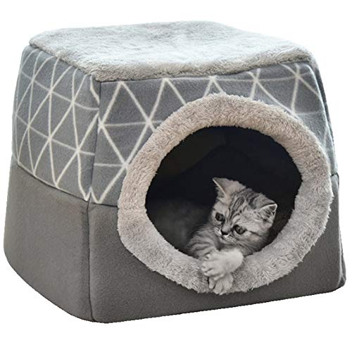 LEDDP Kitten Bed Huisdier Bed Pluizige Hond Bed Pluizige Kat Bed Hond Cave Bed Indoor Huisdier Huis Huisdier Nest Kitten Bed Huisdier Bedden Voor Katten gray,Large