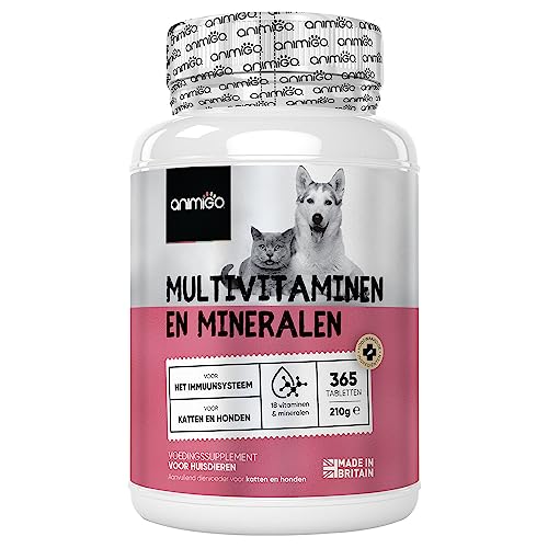 animigo Vitamines en Mineralen voor Honden en Katten 365 tabletten voor 1 jaar voorraad Vitamine supplement voor hond en kat met 18 vitamines Multivitamine met vitamine C, D, B van
