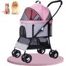 PJDDP 3 in 1 Hondenwandelwagen met Afneembare Drager, Opvouwbare Carrier Wandelwagen Hond Kooi Jogger Wandelwagen 4 wiel kat wandelwagen Hondenwagen reiswandelwagen met opbergmand,Roze