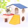 WDDA Huis van hout, hamsterhuis, hamsterhuis van hout, groot hamsterhuis van hout met verstopplaats, houten hamsterhuis met ladder, voor muis, hamster, Gerbil Home, klein dier, villa