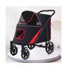 WENNEWU Dog Stroller, Foldable Dog Trolley, Cat Stroller, Dog Stroller With Cushion, Dog Trolley With Mesh Window, For Large And Medium Dogs,Dark red