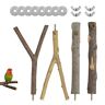Qanye 4 stuks zitstokken voor vogelkooien, natuurlijke zitstokken voor vogels, houten accessoires voor vogelkooien, vogelstok, standaard, parkiet natuurhouten standaard, met 8 ringen en 4 vlinderschroeven,