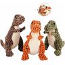 VACSAX 2023 New Indestructible Robust Dino, Plush Dog Toy, Indestructible Squeaky Toys for Dogs, Chew Toys for Dogs. (orange+Green+bronw)