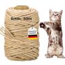 FOVHEE Sisal touw voor krabpaal, 50 m, natuurlijk sisaltouw voor katten, 6 mm sisaltouw, sisal koord voor krabpaal voor katten, krabpaal, krabtouw, huishouden, tuin, doe-het-zelf, decoratie