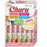 INABA Churu Puree Multipack Kattenlekkernij. Totaal 20 tuben: 5 x tonijn met jakobsschelpen, 5 x tonijn met zalm, 5 x tonijn met krabsmaak en 5 x tonijn met garnalensmaak