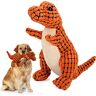 VACSAX 2023 New Indestructible Robust Dino, Plush Dog Toy, Indestructible Squeaky Toys for Dogs, Chew Toys for Dogs. (Orange)