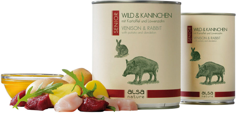 alsa-nature Senior Wild & Konijn met aardappel & paardebloem - - 12 x 800 g