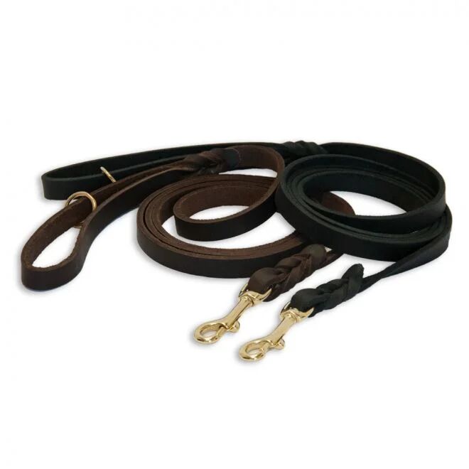 Feel Leather Braid kobbel i fettl&aelig;r med messingl&aring;s brun (1,5 x 180 cm)