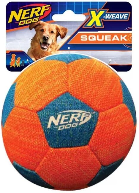 Nerf Dog Foam X weave Squeak Fotball Orange Bl&aring;