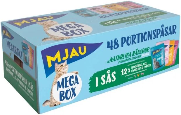 Mjau Megabox Kj&oslash;tt og Fisk i Saus 48x85 g