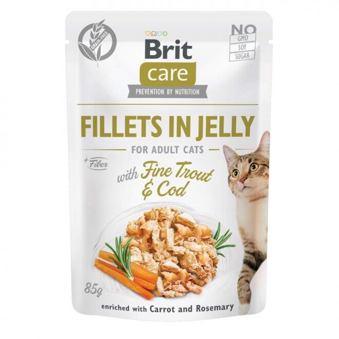 Brit Care Cat Jelly &oslash;rret & torsk fil&eacute; i gel&eacute; 85 g