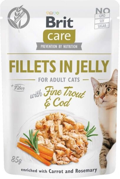 Brit Care Cat Jelly &oslash;rret & torsk fil&eacute; i gel&eacute; 85 g