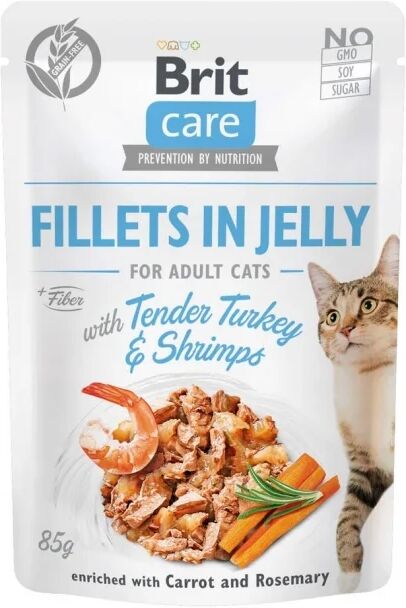 Brit Care Cat Jelly kalkun fil&eacute; & reke i gel&eacute; 85 g