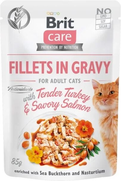 Brit Care Cat Gravy kalkun & laks fil&eacute; i saus 85 g