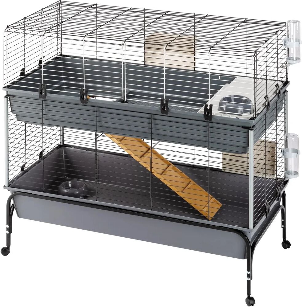 Ferplast Kaninbur Rabbit 120 Double med stativ 118x58x117 cm grå