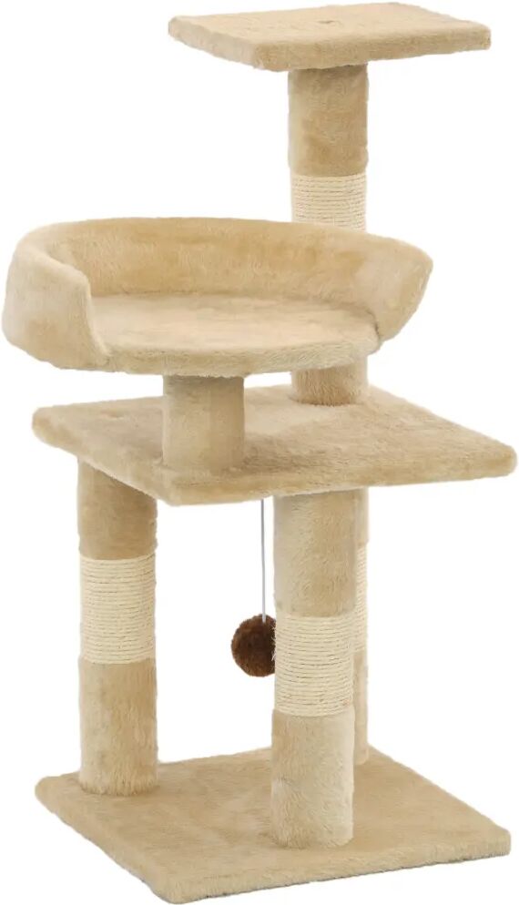 vidaXL Kattetre med klorestolper i sisal 65 cm beige