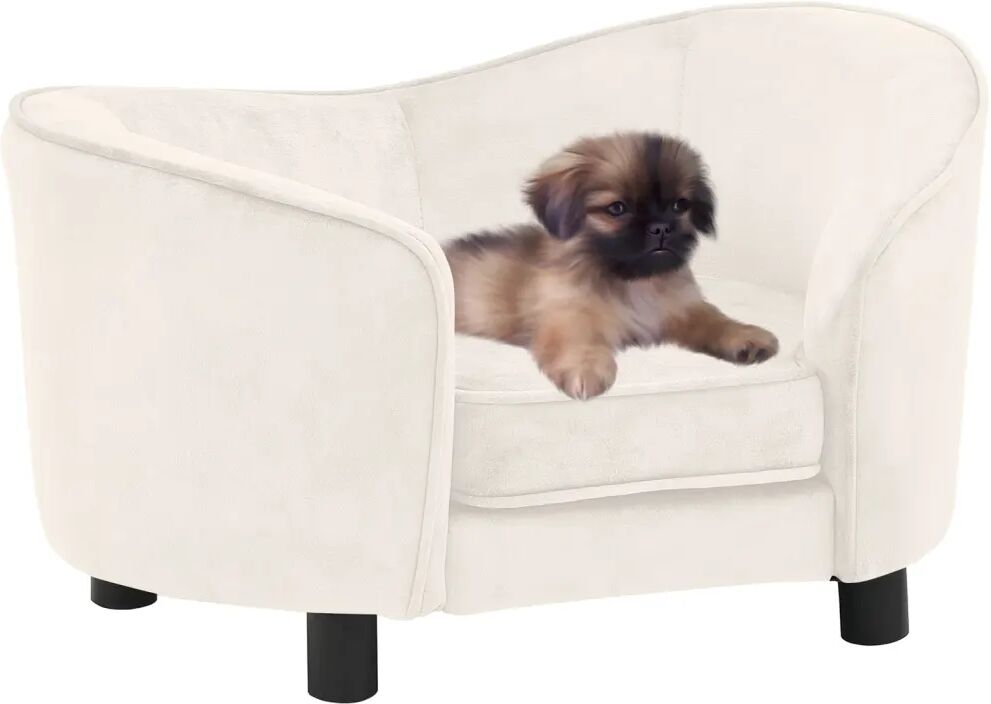 vidaXL Hundesofa kremhvit 69x49x40 cm plysj