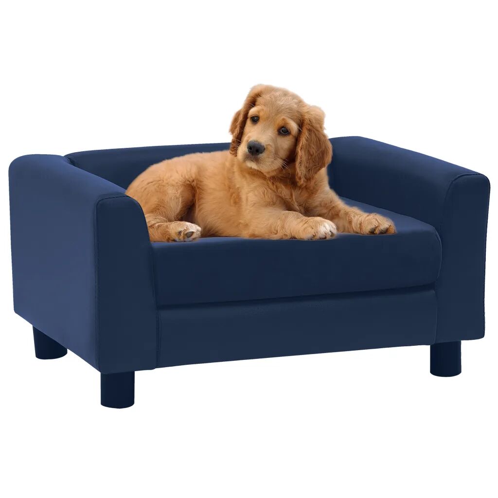 vidaXL Hundesofa med skumpute blå 60x43x30 cm plysj og kunstlær