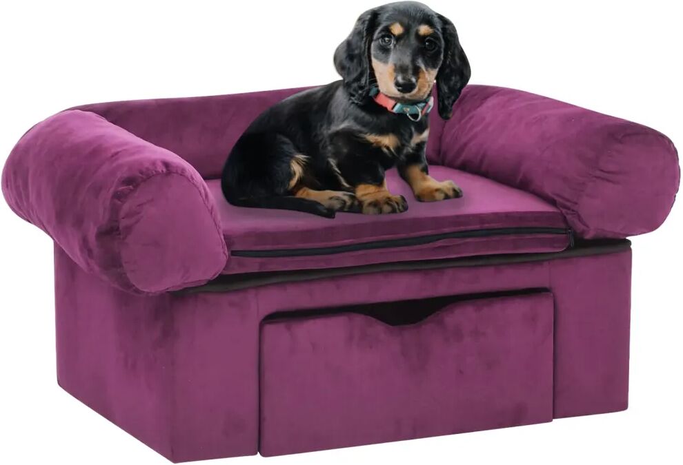 vidaXL Hundesofa med skuff burgunder 75x50x38 cm plysj