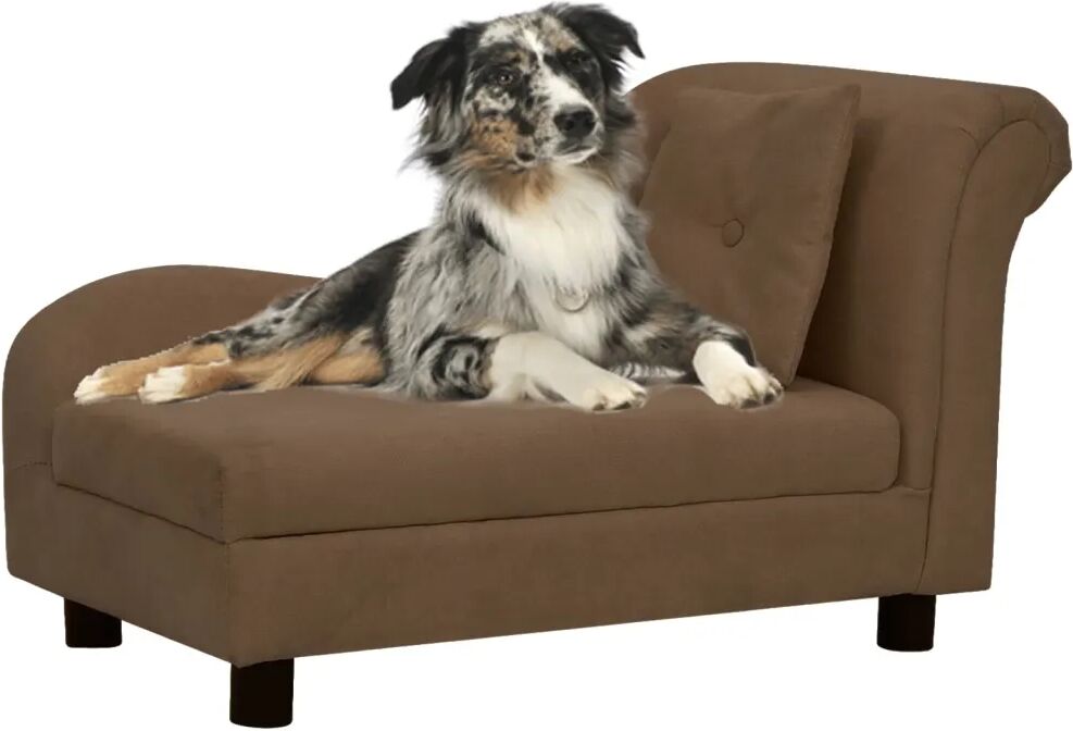 vidaXL Hundesofa med pute brun 83x44x44 cm plysj