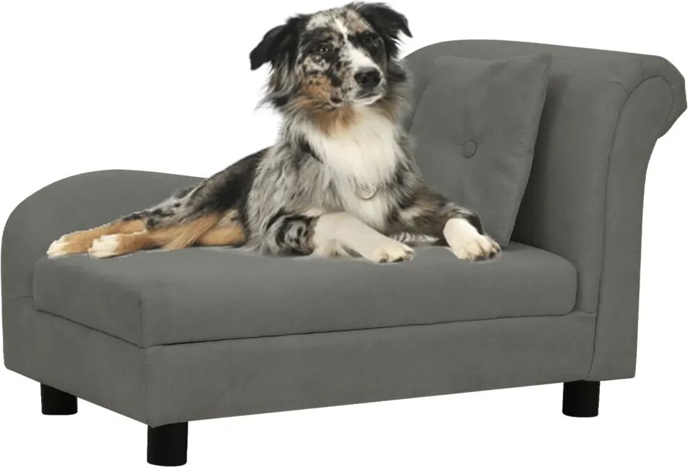 vidaXL Hundesofa med pute mørkegrå 83x44x44 cm plysj