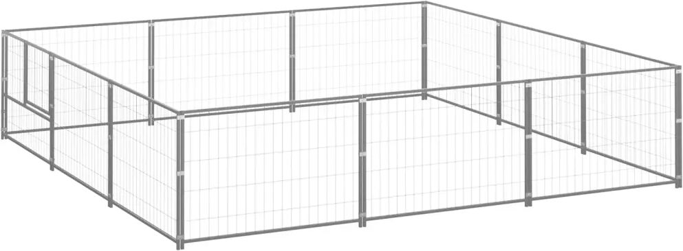 vidaXL Hundegård sølv 9 m² stål