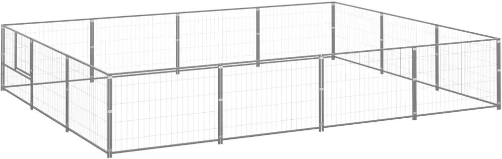 vidaXL Hundegård sølv 12 m² stål