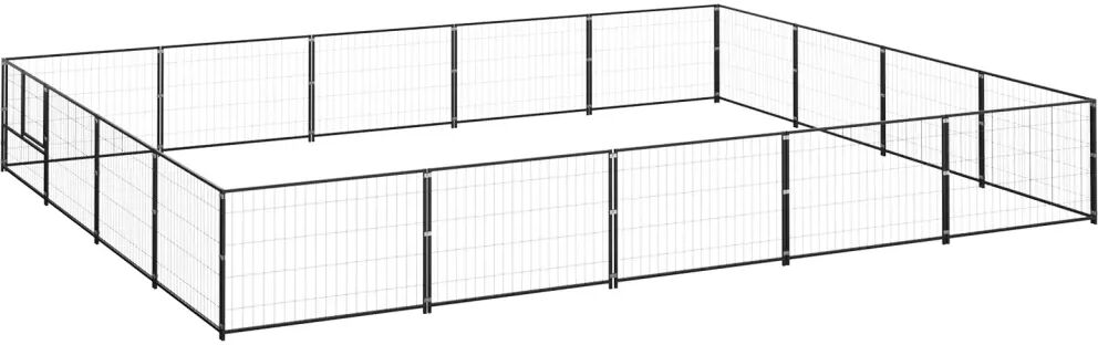 vidaXL Hundegård svart 20 m² stål