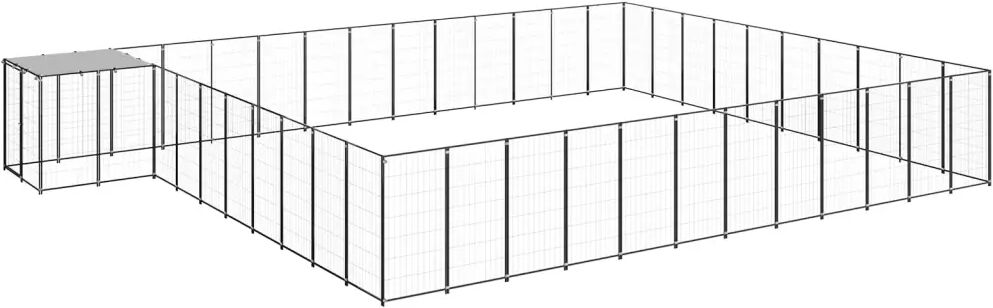 vidaXL Hundegård svart 37,51 m² stål