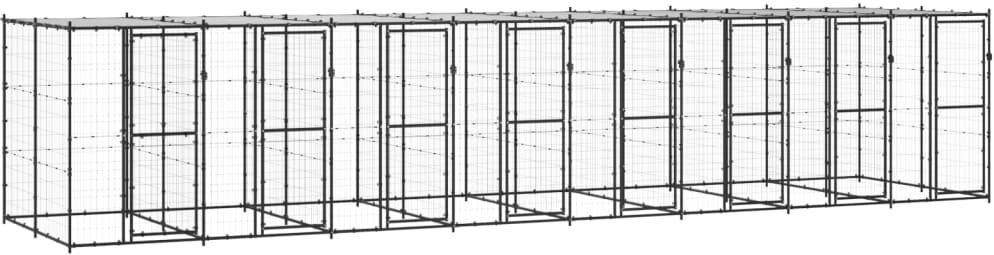 vidaXL Utendørs hundegård med tak 19,36 m² stål