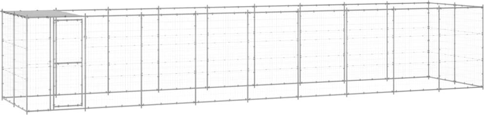 vidaXL Utendørs hundegård med tak 21,78 m² galvanisert stål