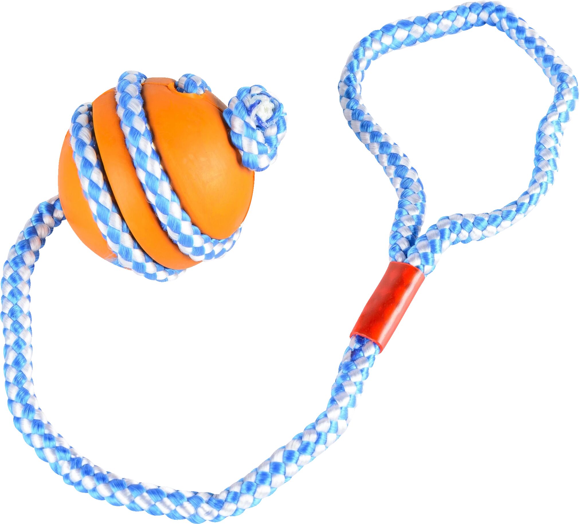 Creston Dog toy ball with rope, hundeleke ball m/tau STD Orange