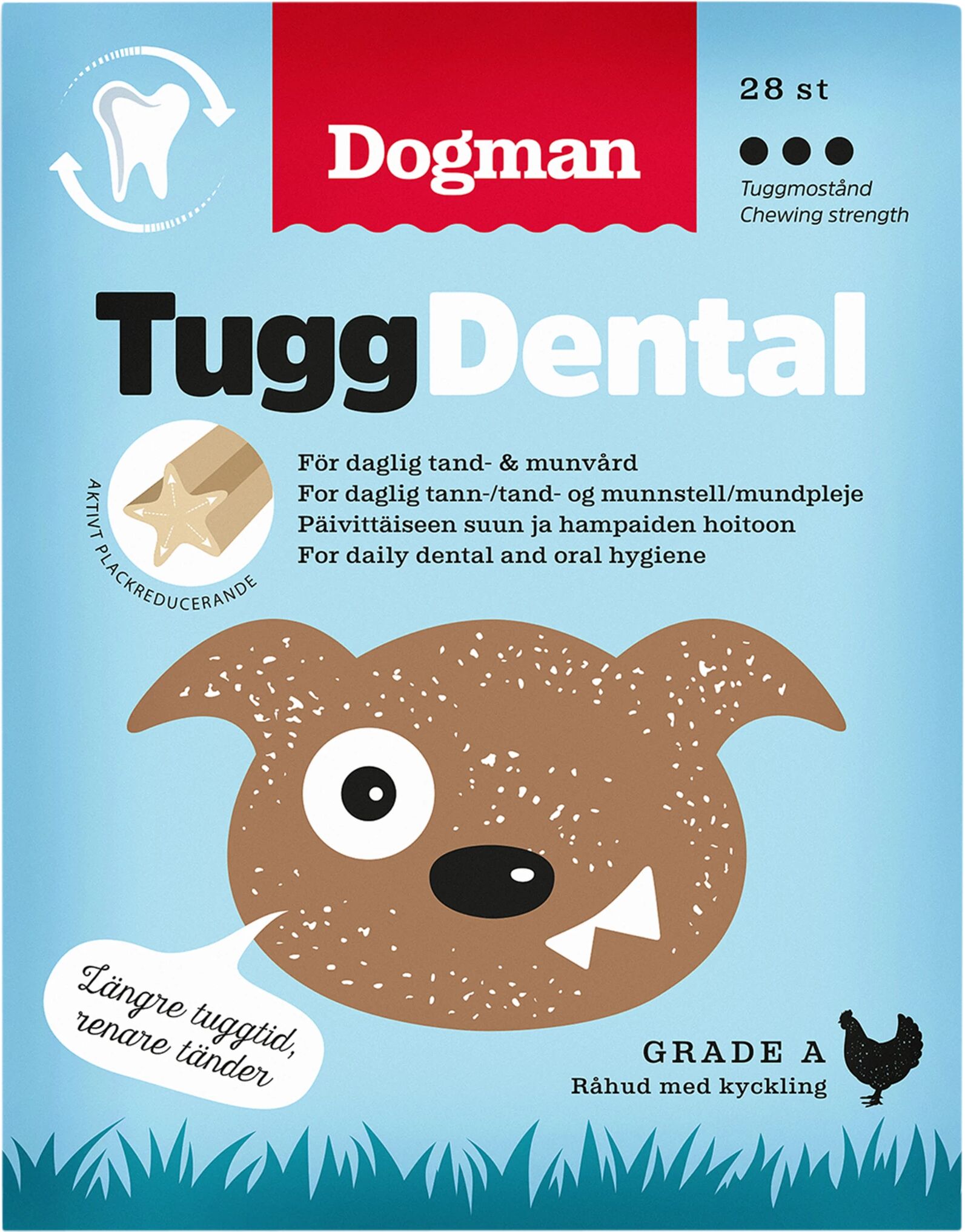 Dogman Tugg dental 28 pack, tannprodukt 280g, 12,5cm blandet