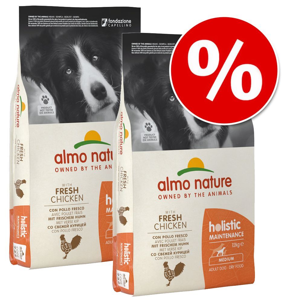 Almo Nature Holistic Almo Nature ração para cães 2 x 12 kg - Pack económico - Adult Large cordeiro e arroz
