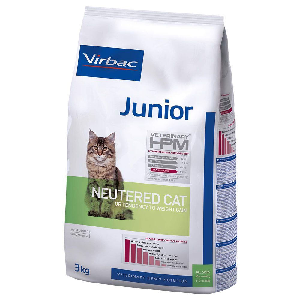 Virbac Veterinary HPM Cat Junior Neutered para gatos - Pack económico: 3 x 3 kg