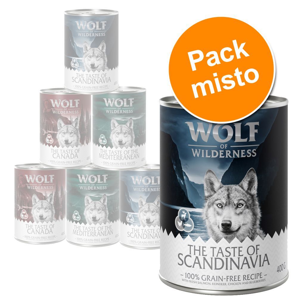Wolf of Wilderness "The Taste Of" 6 x 400 g - Pack misto - NOVO - "The Taste Of" The Outback - frango, vaca, canguru