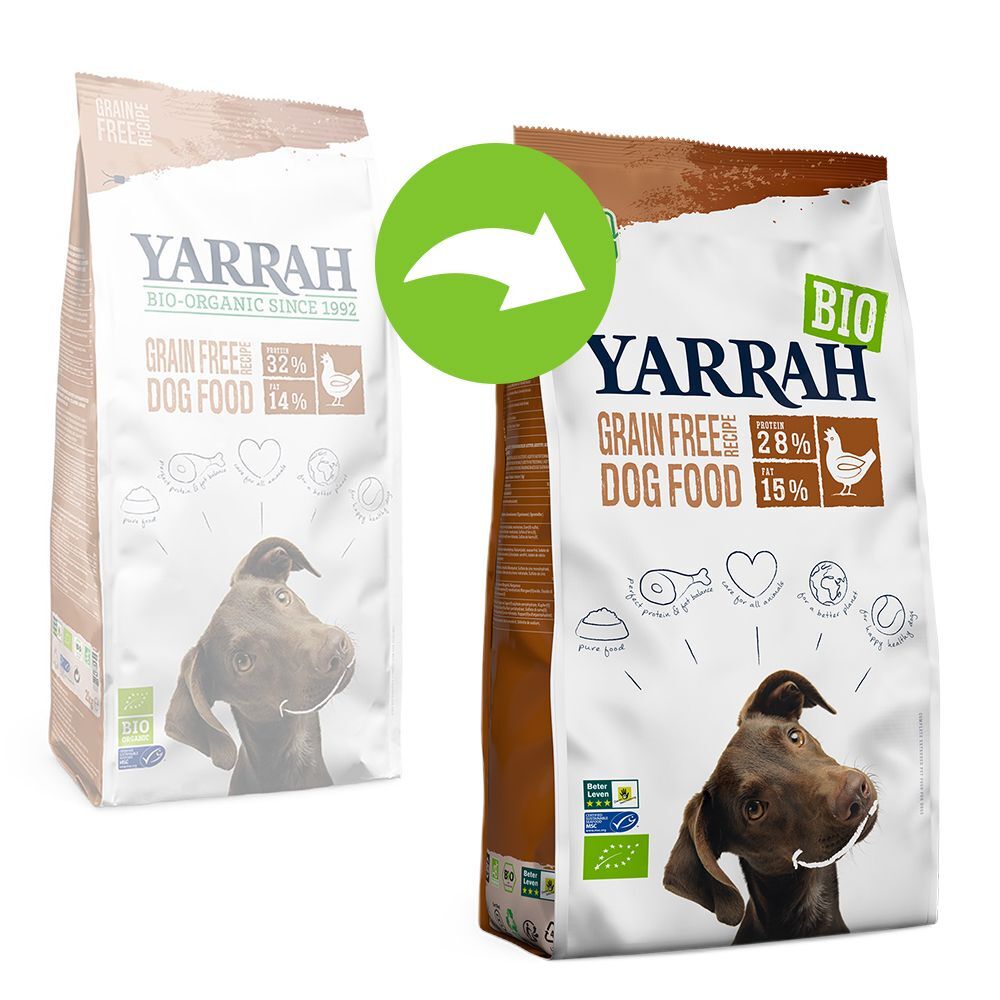 Yarrah Bio sem cereais com frango biológico - Pack económico: 2 x 10 kg
