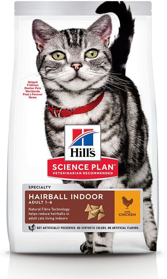 Hill's Adult Hairball Indoor com frango ração para gatos - 10 kg