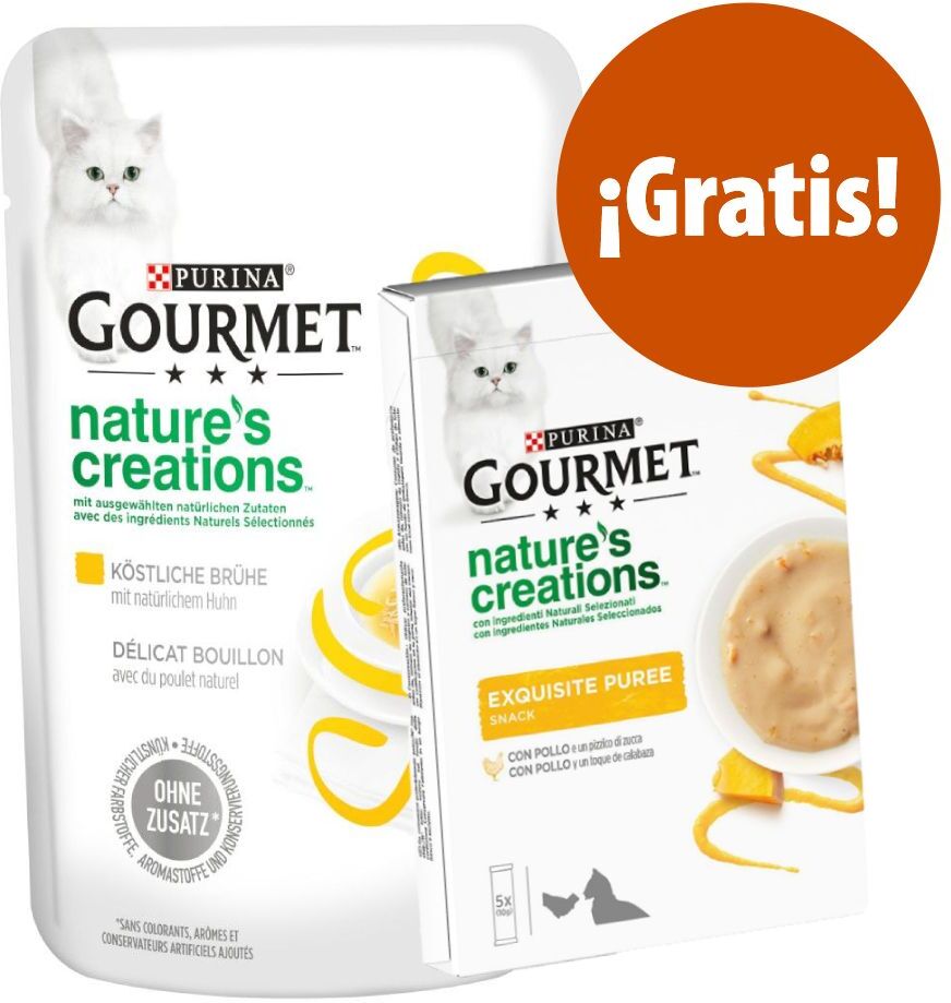 Gourmet Soup Nature's Creation 32 x 40 g + 5 x 10 g snacks em puré grátis! - Atum com camarão