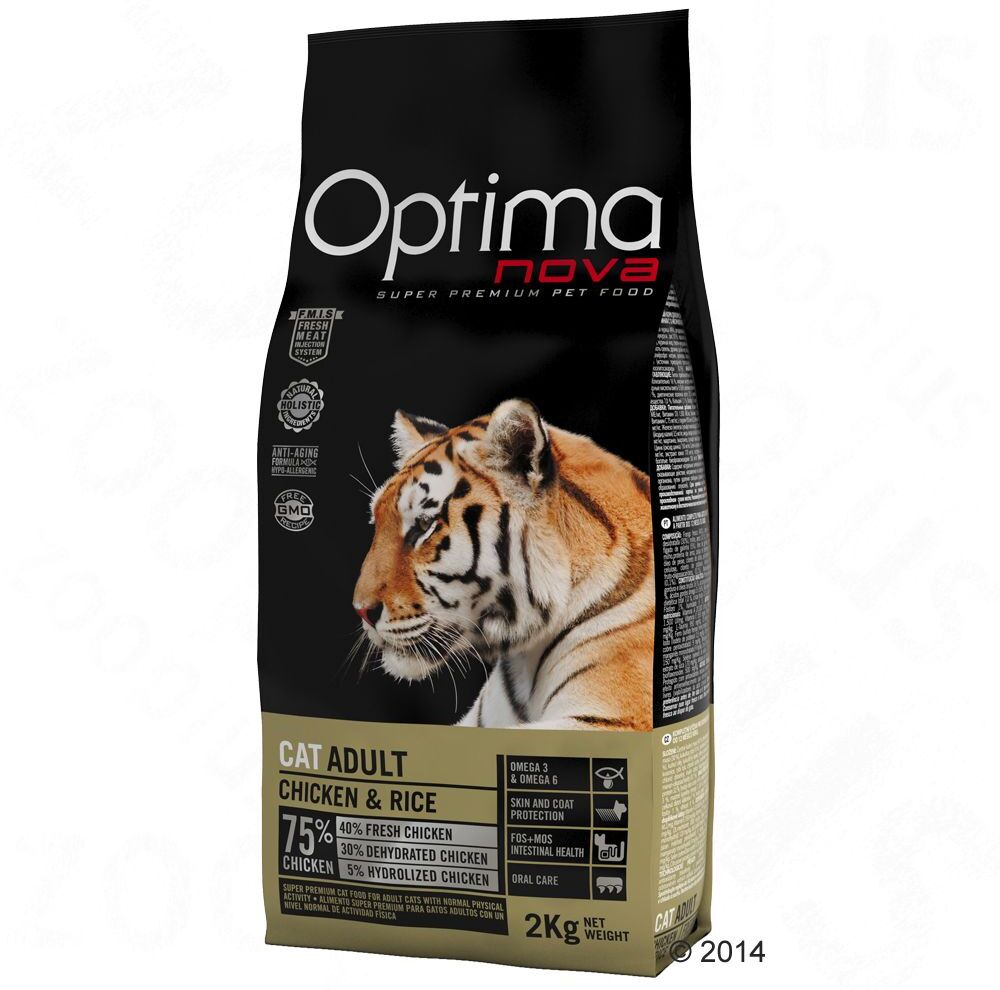 Optimanova Adult com frango para gatos - Pack económico: 2 x 8 kg