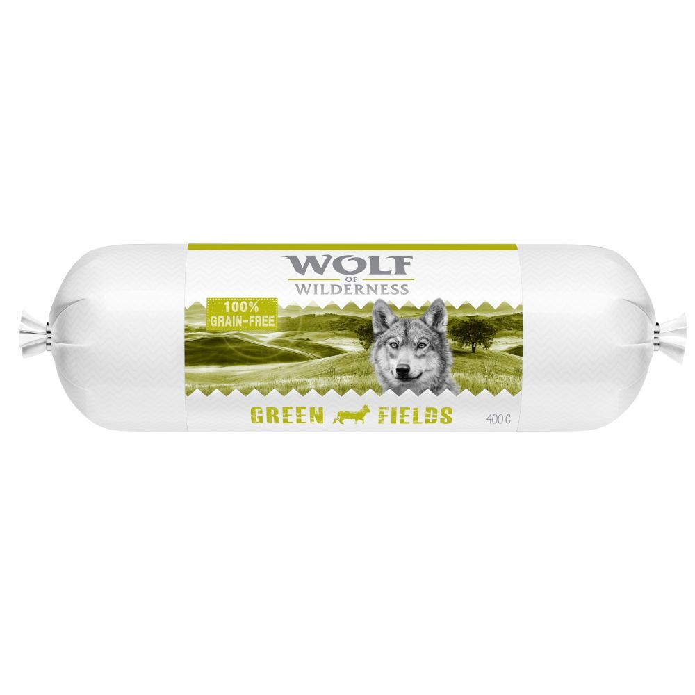 Wolf of Wilderness Adult 6 x 400 g - Salsicha - Green Fields - Cordeiro