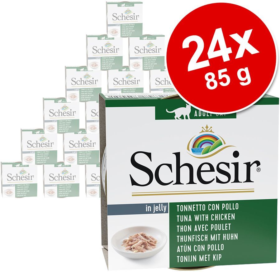 Schesir em gelatina 24 x 85 g - Pack económico - Filete de frango com fiambre