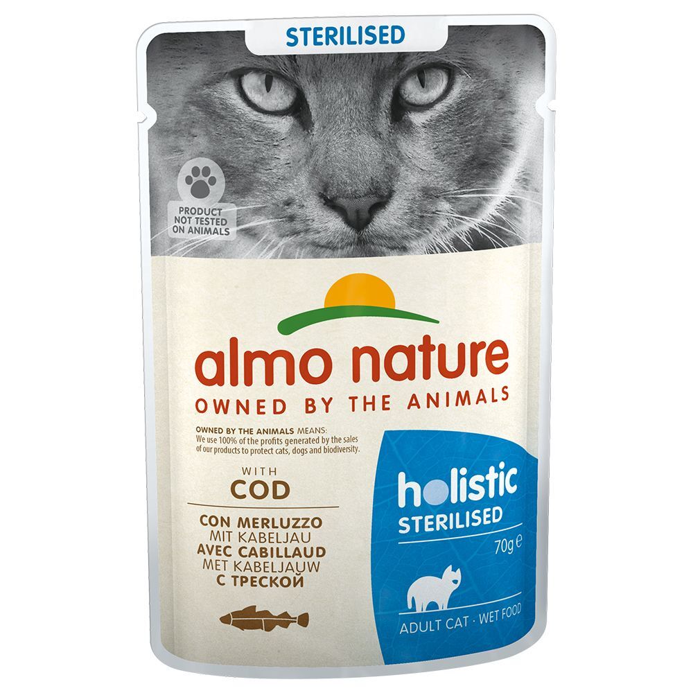 Almo Nature Holistic Sterilised 70 g - Pack económico: 24 x com bacalhau